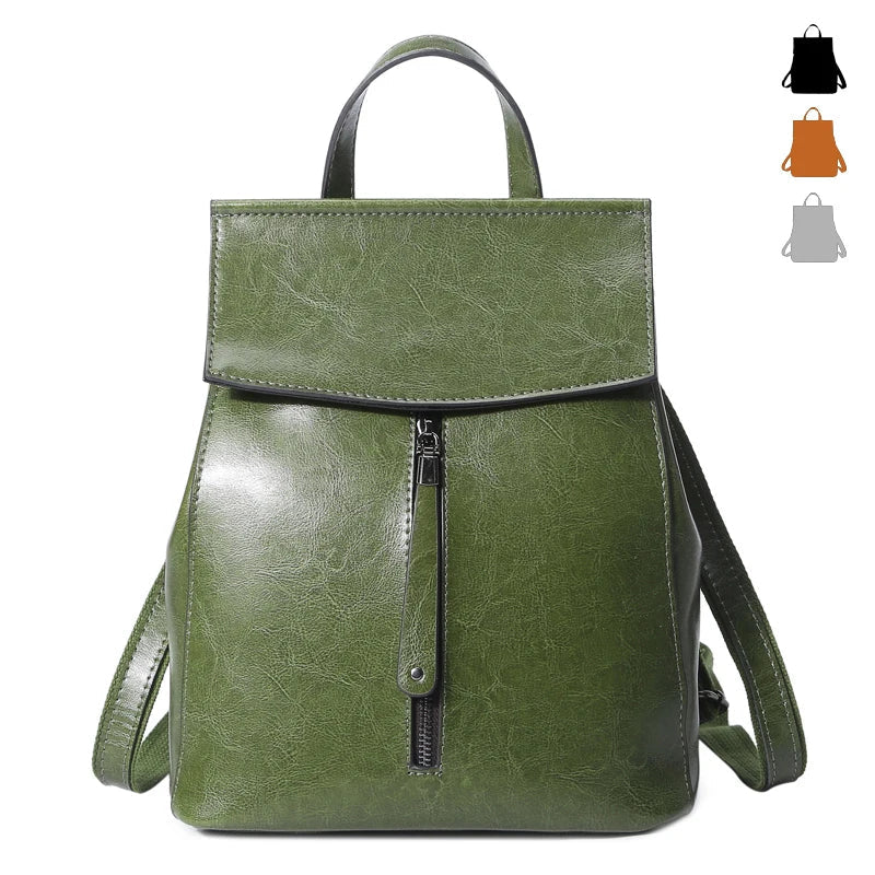 Vintage Genuine Leather Women's Backpack – Travel & Shoulder Bag-Backpacks-Green-Free Shipping Leatheretro