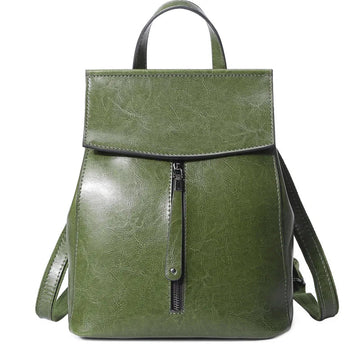 Vintage Genuine Leather Women's Backpack – Travel & Shoulder Bag-Backpacks-Green-Free Shipping Leatheretro