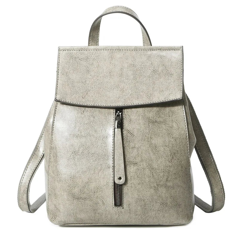 Vintage Genuine Leather Women's Backpack – Travel & Shoulder Bag-Backpacks-Gray-Free Shipping Leatheretro