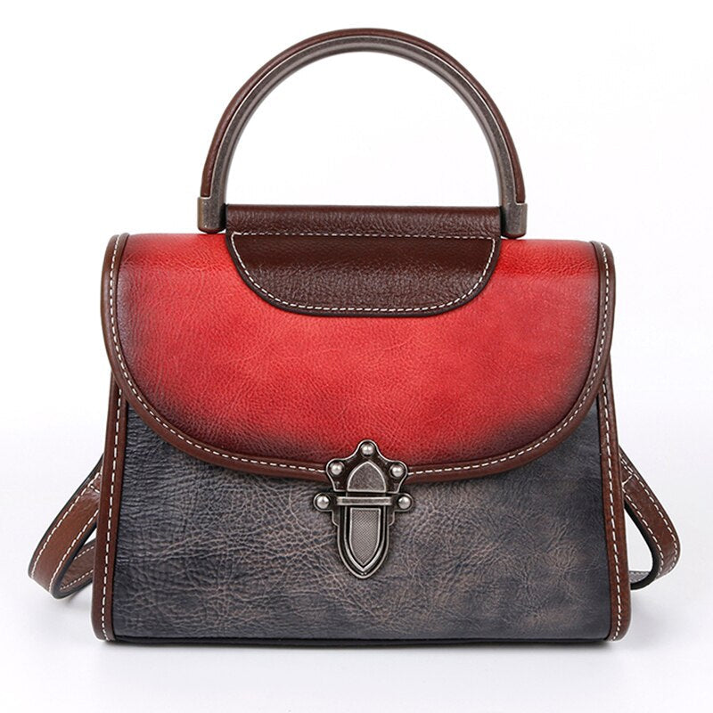 Vintage Luxury Genuine Leather Cross Body Bag-Handbags-Black Red-Free Shipping Leatheretro