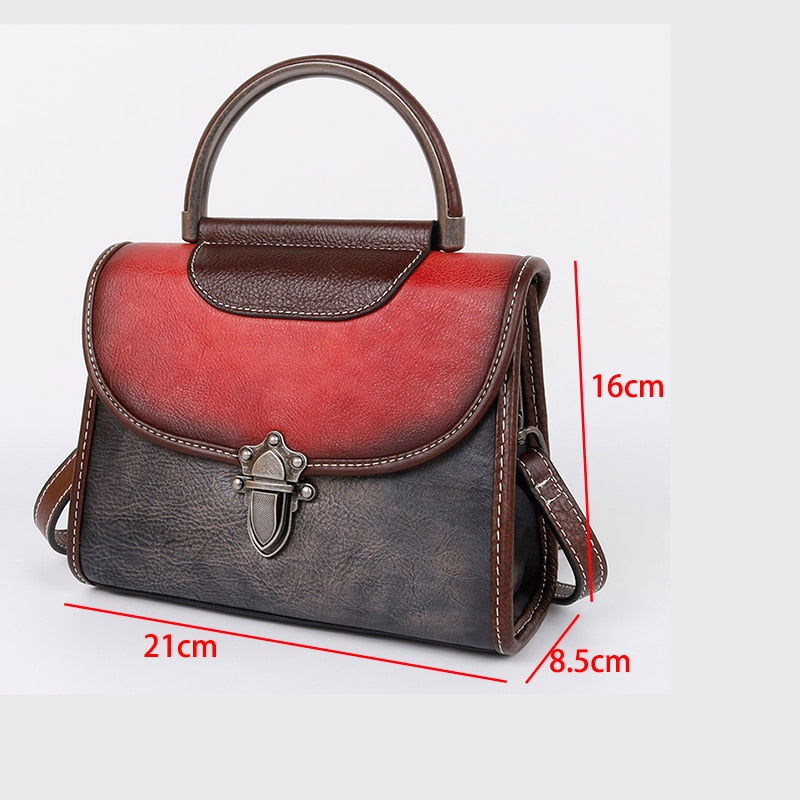 Vintage Luxury Genuine Leather Cross Body Bag-Handbags-Purple Green-Free Shipping Leatheretro