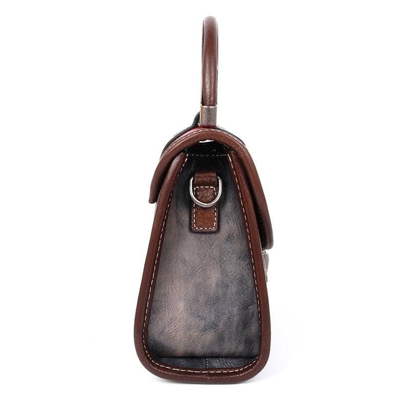 Vintage Luxury Genuine Leather Cross Body Bag-Handbags-Purple Green-Free Shipping Leatheretro