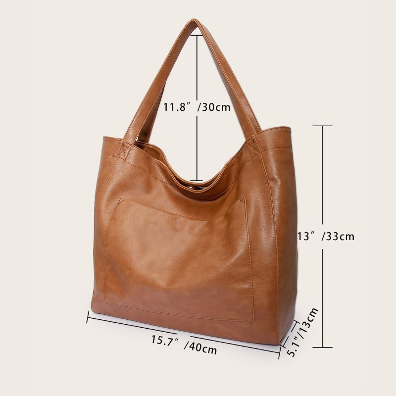 Vintage Oil Wax Leather Large Capacity Tote Bag for Women-Tote Bag-Brown-Free Shipping Leatheretro