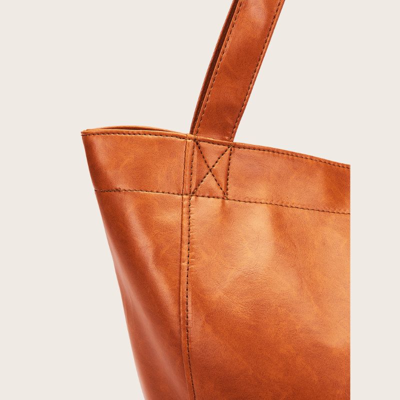 Vintage Oil Wax Leather Large Capacity Tote Bag for Women-Tote Bag-Brown-Free Shipping Leatheretro