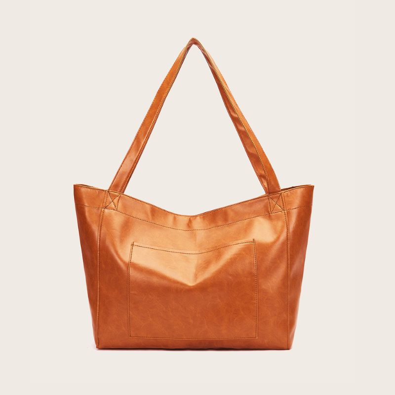 Vintage Oil Wax Leather Large Capacity Tote Bag for Women-Tote Bag-Brown-Free Shipping Leatheretro