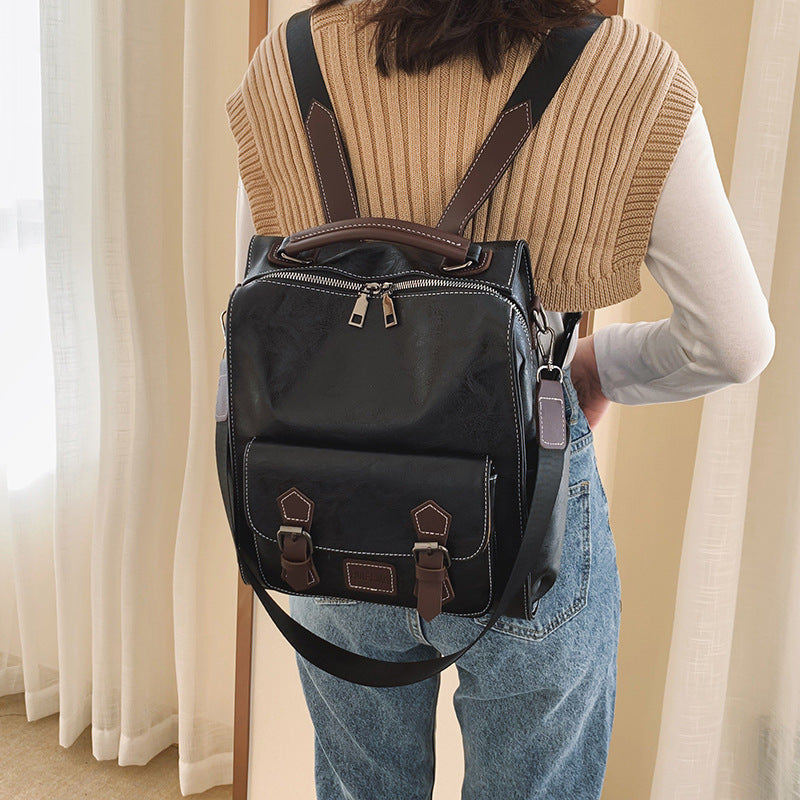 Vintage PU Leather Retro Backpack-Backpacks-Black-Free Shipping Leatheretro