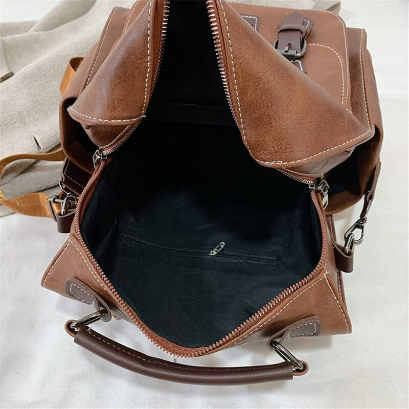 Vintage PU Leather Retro Backpack-Backpacks-Black-Free Shipping Leatheretro