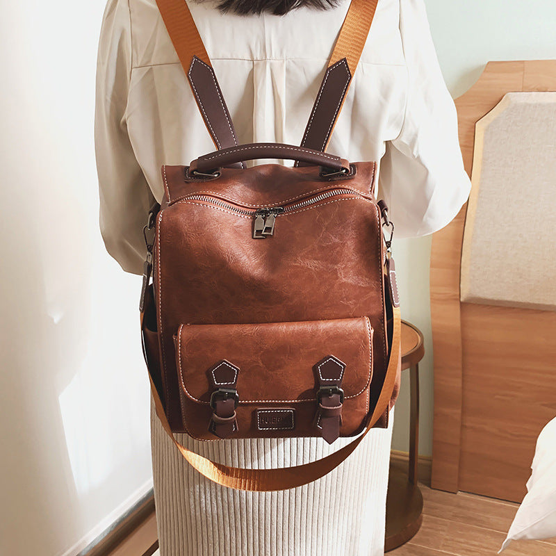 Vintage PU Leather Retro Backpack-Backpacks-Black-Free Shipping Leatheretro