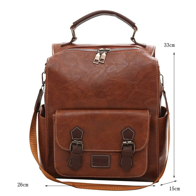 Vintage PU Leather Retro Backpack-Backpacks-Black-Free Shipping Leatheretro