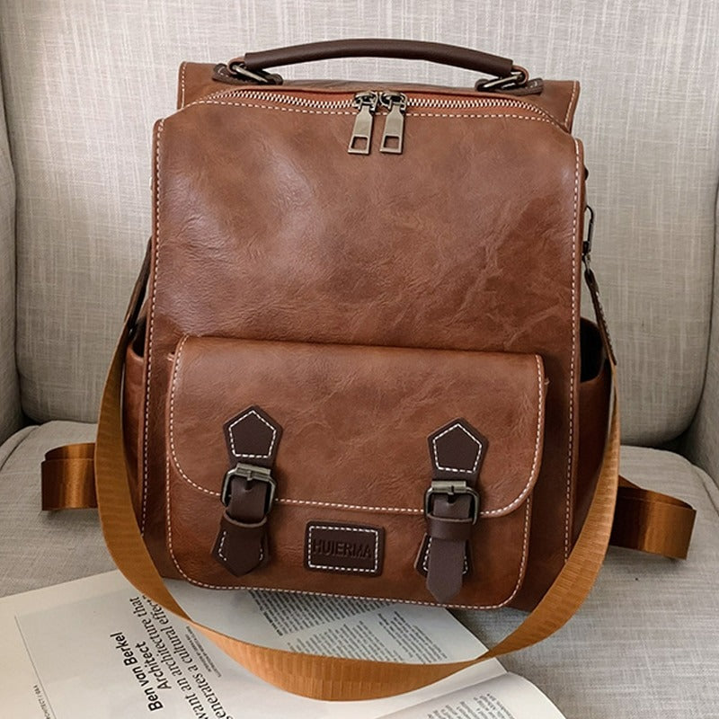 Vintage PU Leather Retro Backpack-Backpacks-Black-Free Shipping Leatheretro