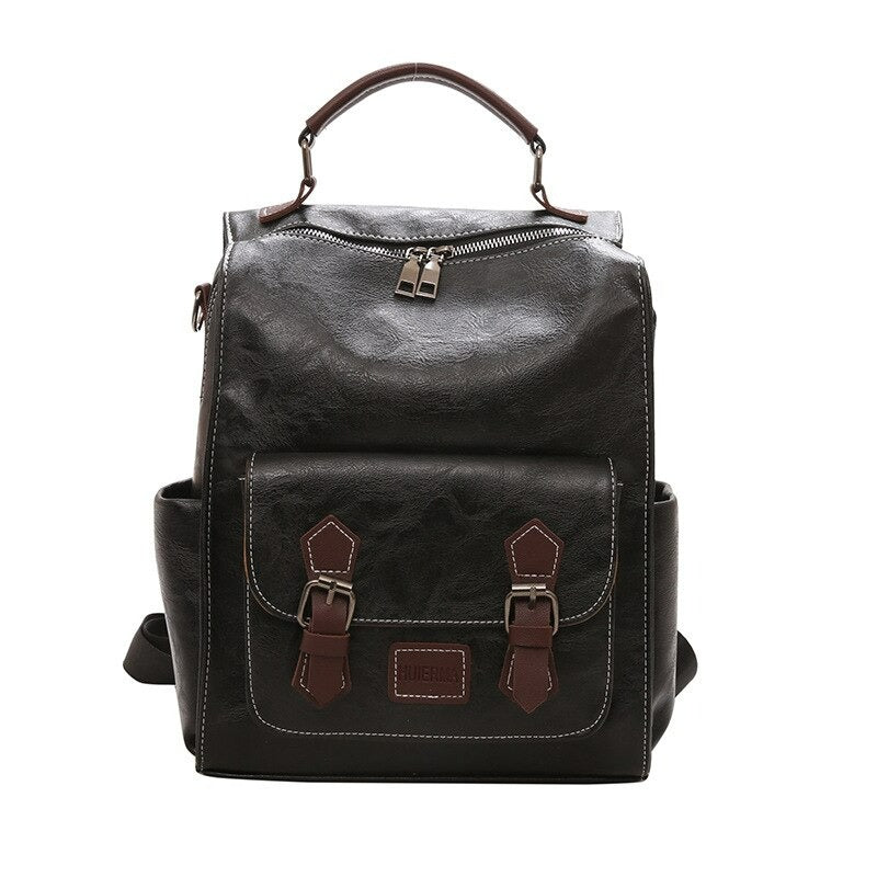 Vintage PU Leather Retro Backpack-Backpacks-Black-Free Shipping Leatheretro