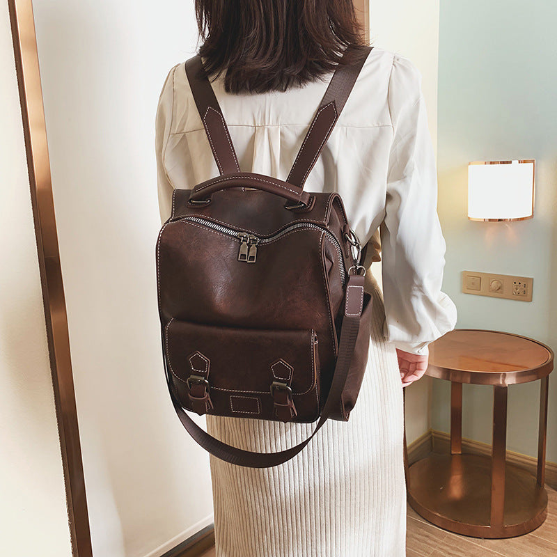 Vintage PU Leather Retro Backpack-Backpacks-Black-Free Shipping Leatheretro