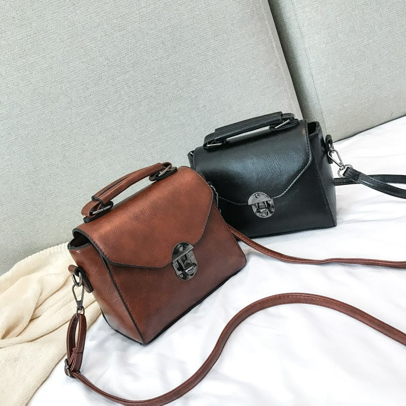 Vintage Small Top-handle Shoulder Bag-Handbags-Black-Free Shipping Leatheretro