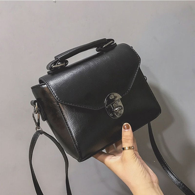 Vintage Small Top-handle Shoulder Bag-Handbags-Black-Free Shipping Leatheretro