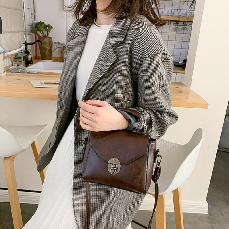 Vintage Small Top-handle Shoulder Bag-Handbags-Black-Free Shipping Leatheretro