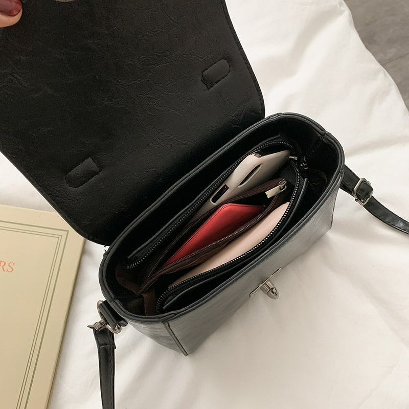 Vintage Small Top-handle Shoulder Bag-Handbags-Black-Free Shipping Leatheretro