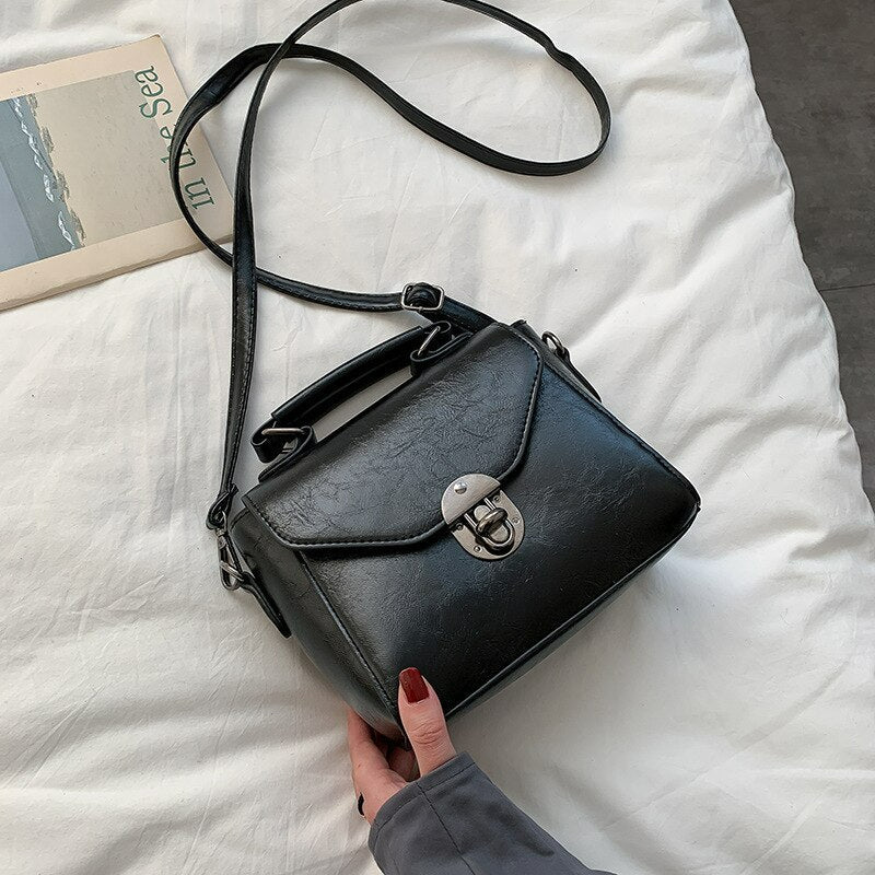 Vintage Small Top-handle Shoulder Bag-Handbags-Black-Free Shipping Leatheretro