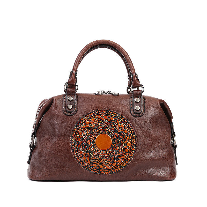 Vintage Totem Genuine Leather Women's Dumpling Bag-Handbags-Coffee-Free Shipping Leatheretro