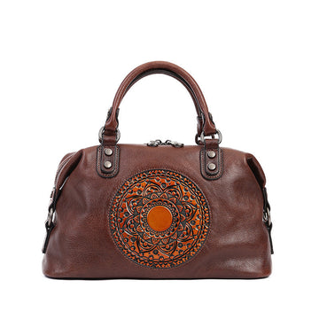 Vintage Totem Genuine Leather Women's Dumpling Bag-Handbags-Coffee-Free Shipping Leatheretro