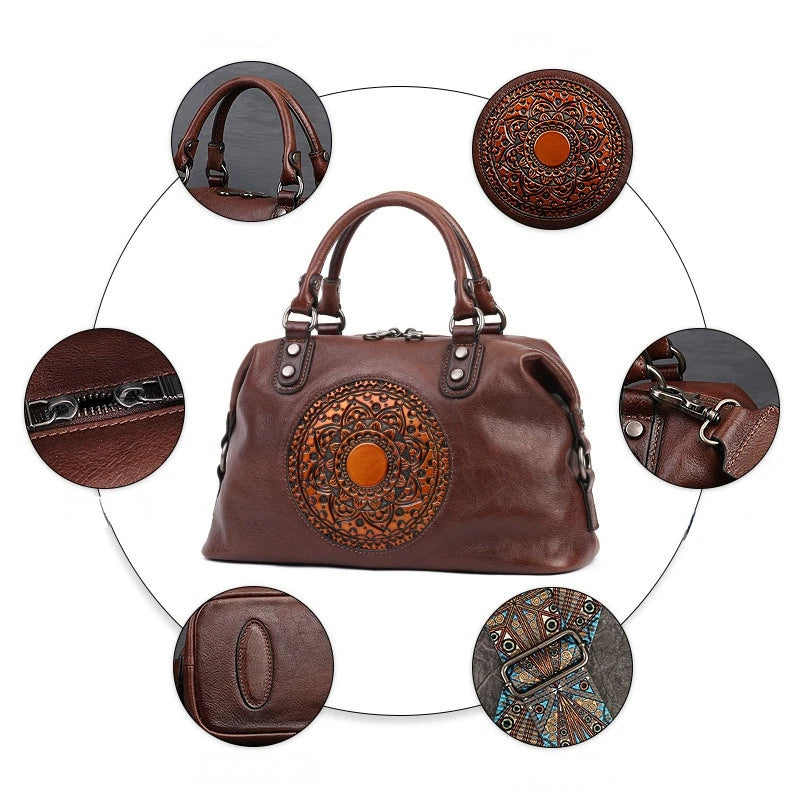 Vintage Totem Genuine Leather Women's Dumpling Bag-Handbags-Coffee-Free Shipping Leatheretro