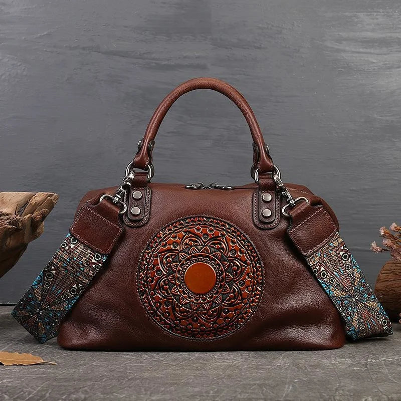 Vintage Totem Genuine Leather Women's Dumpling Bag-Handbags-Coffee-Free Shipping Leatheretro
