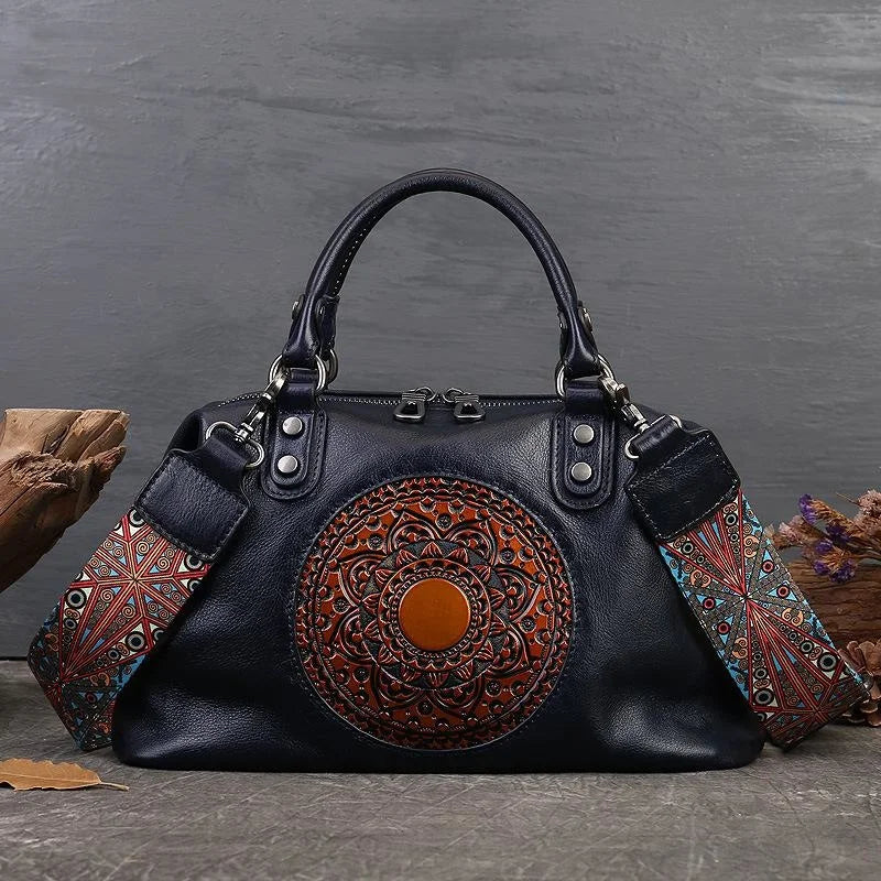 Vintage Totem Genuine Leather Women's Dumpling Bag-Handbags-Dark Gray-Free Shipping Leatheretro
