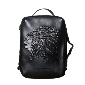 Vintage Vegetated Tanned Leather Men's Shoulder Bag I Backpack-Backpacks-Large-Free Shipping Leatheretro
