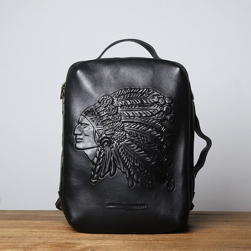 Vintage Vegetated Tanned Leather Men's Shoulder Bag I Backpack-Backpacks-Small-Free Shipping Leatheretro