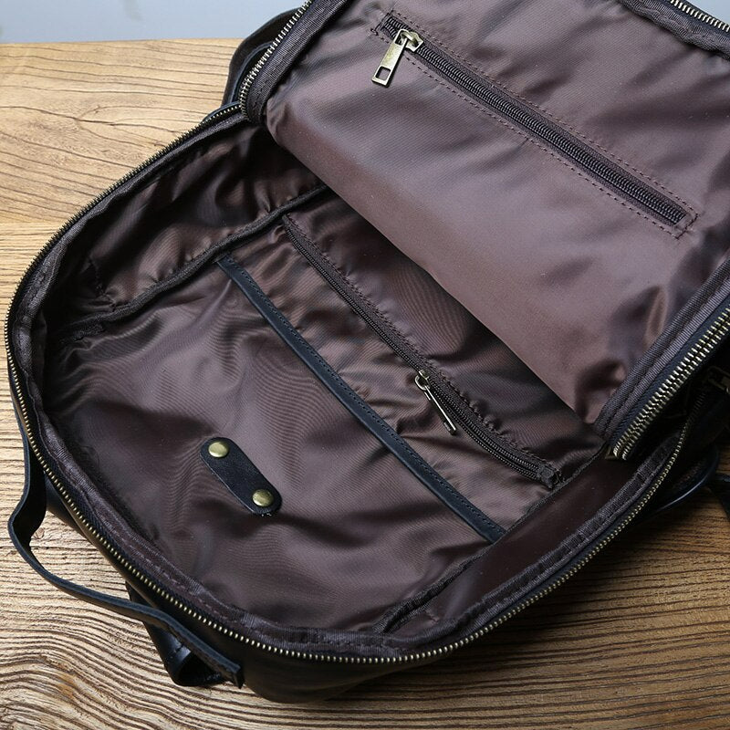 Vintage Vegetated Tanned Leather Men's Shoulder Bag I Backpack-Backpacks-Large-Free Shipping Leatheretro
