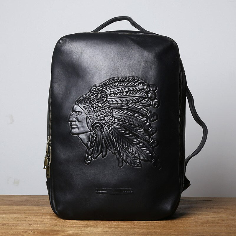 Vintage Vegetated Tanned Leather Men's Shoulder Bag I Backpack-Backpacks-Large-Free Shipping Leatheretro