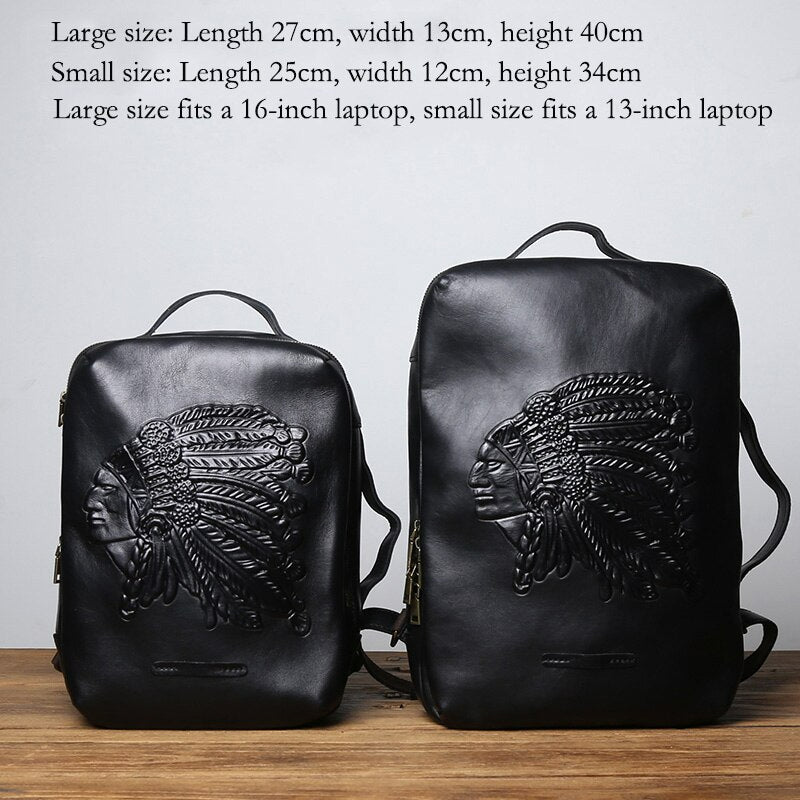 Vintage Vegetated Tanned Leather Men's Shoulder Bag I Backpack-Backpacks-Large-Free Shipping Leatheretro