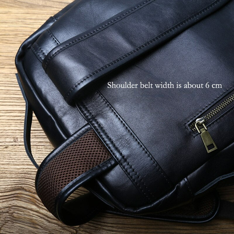Vintage Vegetated Tanned Leather Men's Shoulder Bag I Backpack-Backpacks-Large-Free Shipping Leatheretro