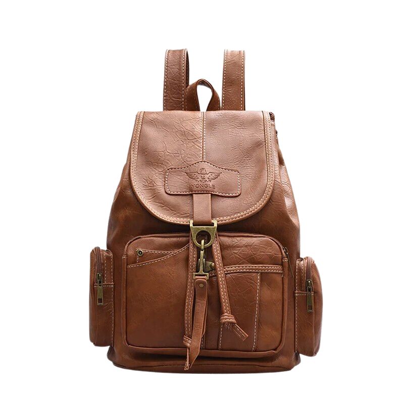 Vintage Women Backpack For Teenage Girls-Backpacks-Brown-Free Shipping Leatheretro