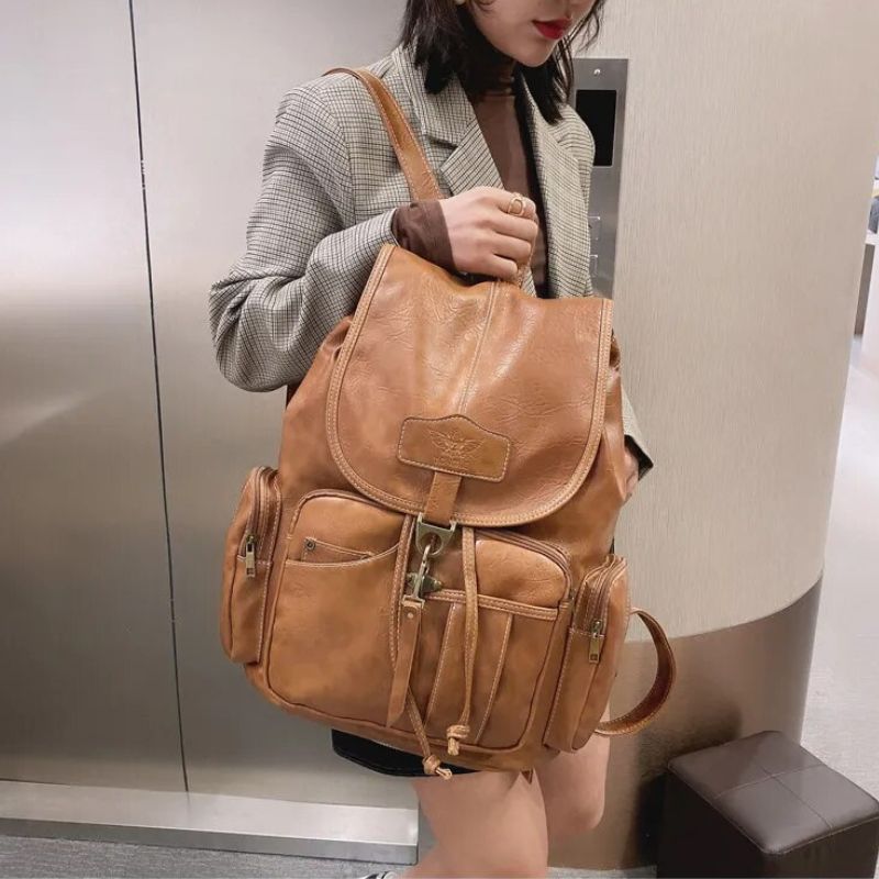 Vintage Women Backpack For Teenage Girls-Backpacks-Coffee-Free Shipping Leatheretro