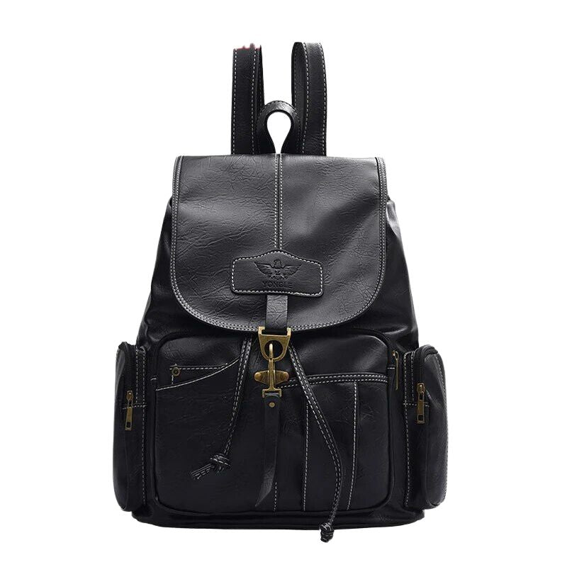 Vintage Women Backpack For Teenage Girls-Backpacks-Black-Free Shipping Leatheretro