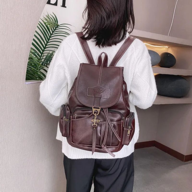 Vintage Women Backpack For Teenage Girls-Backpacks-Coffee-Free Shipping Leatheretro