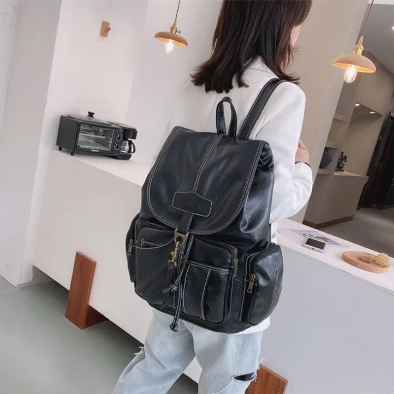 Vintage Women Backpack For Teenage Girls-Backpacks-Coffee-Free Shipping Leatheretro