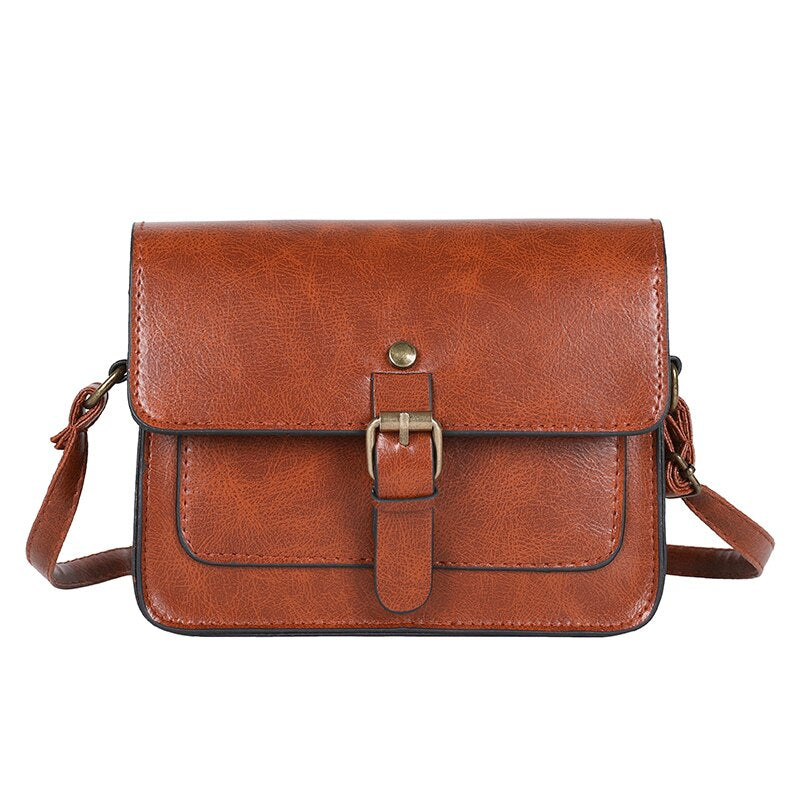 Vintage Women Flap Fashion Casual Leather Shoulder Bags Lady Crossbody Messenger Bag-Handbags-Light Brown-Free Shipping Leatheretro