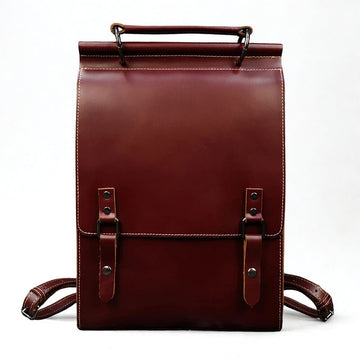 Vintage Crazy Horse Genuine Leather Backpack for Men & Women – A4 School & Laptop Daypack Rucksack-Backpacks-Brown-Free Shipping Leatheretro