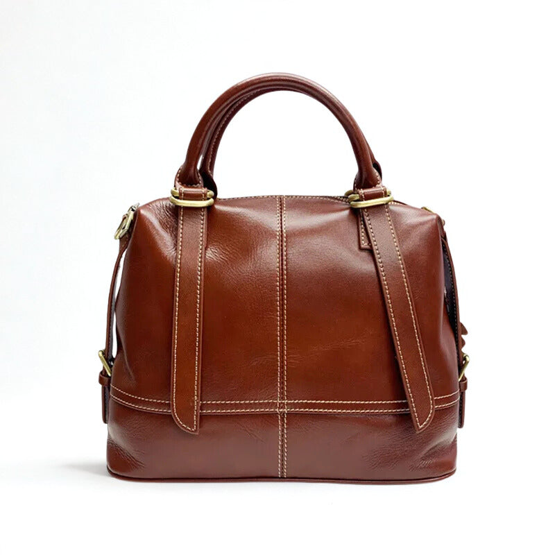 Vintage Genuine Cow Leather Women's Bag - Luxury Design Woman Handbag-Dark Brown-Free Shipping Leatheretro
