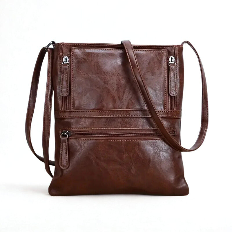 Vintage Multi-pocket Women Crossbody Bag - Soft PU Leather Shoulder Bag-Brown-Free Shipping Leatheretro