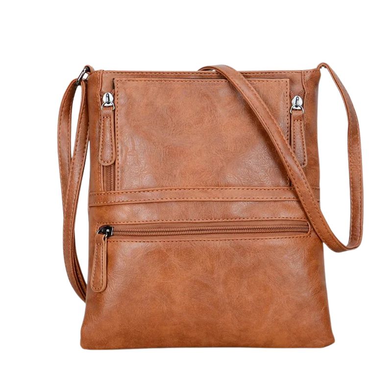 Vintage Multi-pocket Women Crossbody Bag - Soft PU Leather Shoulder Bag-Brown-Free Shipping Leatheretro