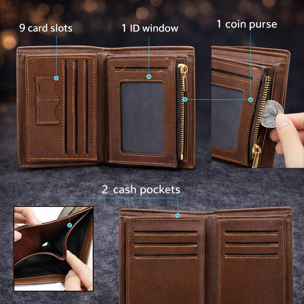 Men’s Custom Name / Photo Engraved Wallet | High-Quality PU Leather Short Purse | Personalized Gift-Wallets & Money Clips-Photo + Text-Free Shipping Leatheretro