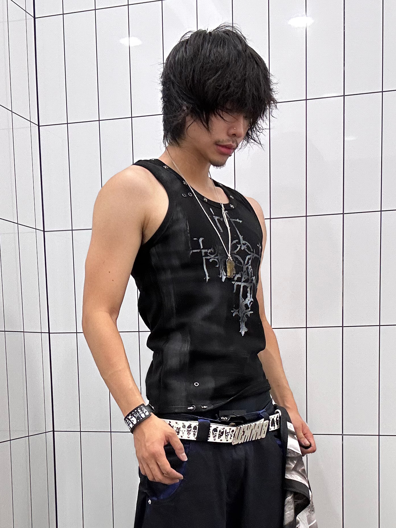 TH4SWE Retro Gothic Cross Graphic Studded Tank Top-Tank Top-S-Free Shipping Leatheretro