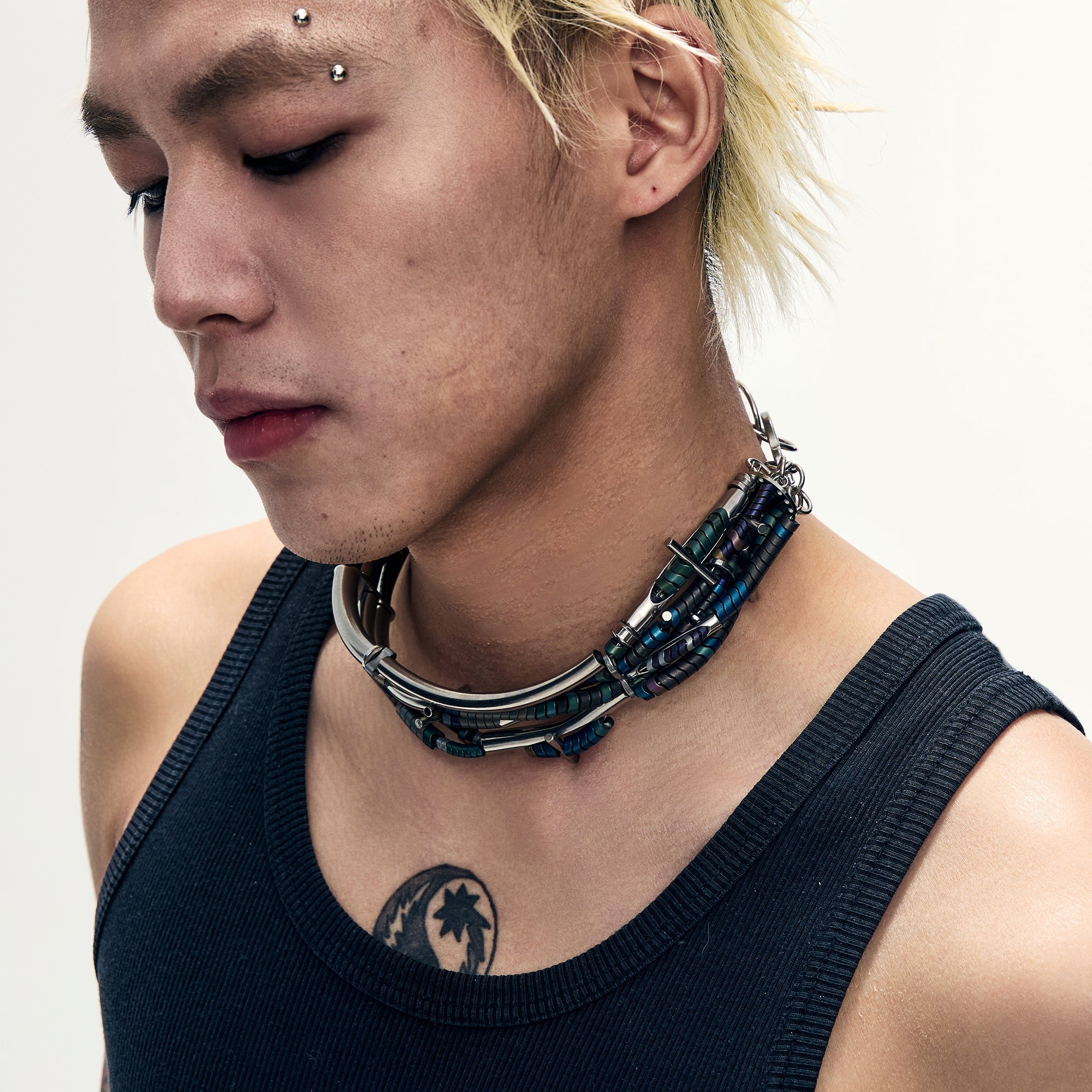 NUNKNOTX Layered Industrial Tube Collar-Earring-Standard Length (Preorder)-Free Shipping Leatheretro