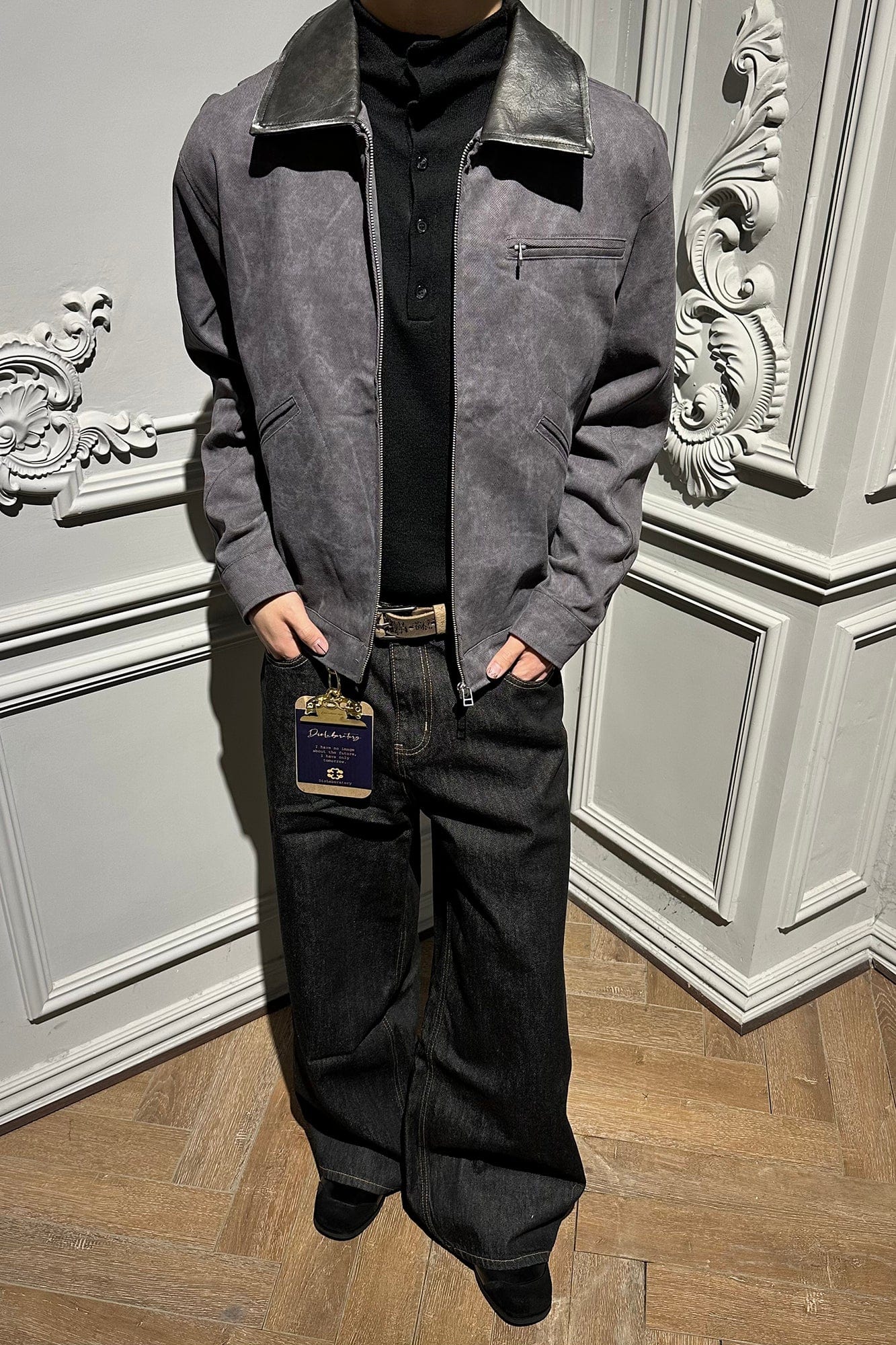 OKAYTHXBYE Essential Contrast Collar Washed Jacket-Jacket-Purple-S-Free Shipping Leatheretro