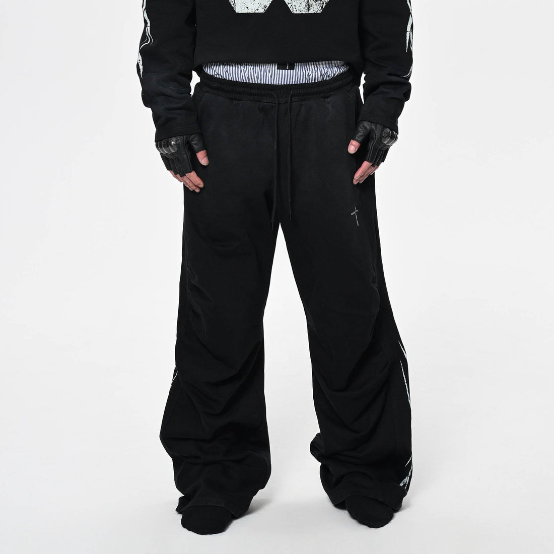 SAVAGEGROWTHWORLD Distressed Pleated Drawstring Baggy Pants-Pants-S-Blue-Free Shipping Leatheretro