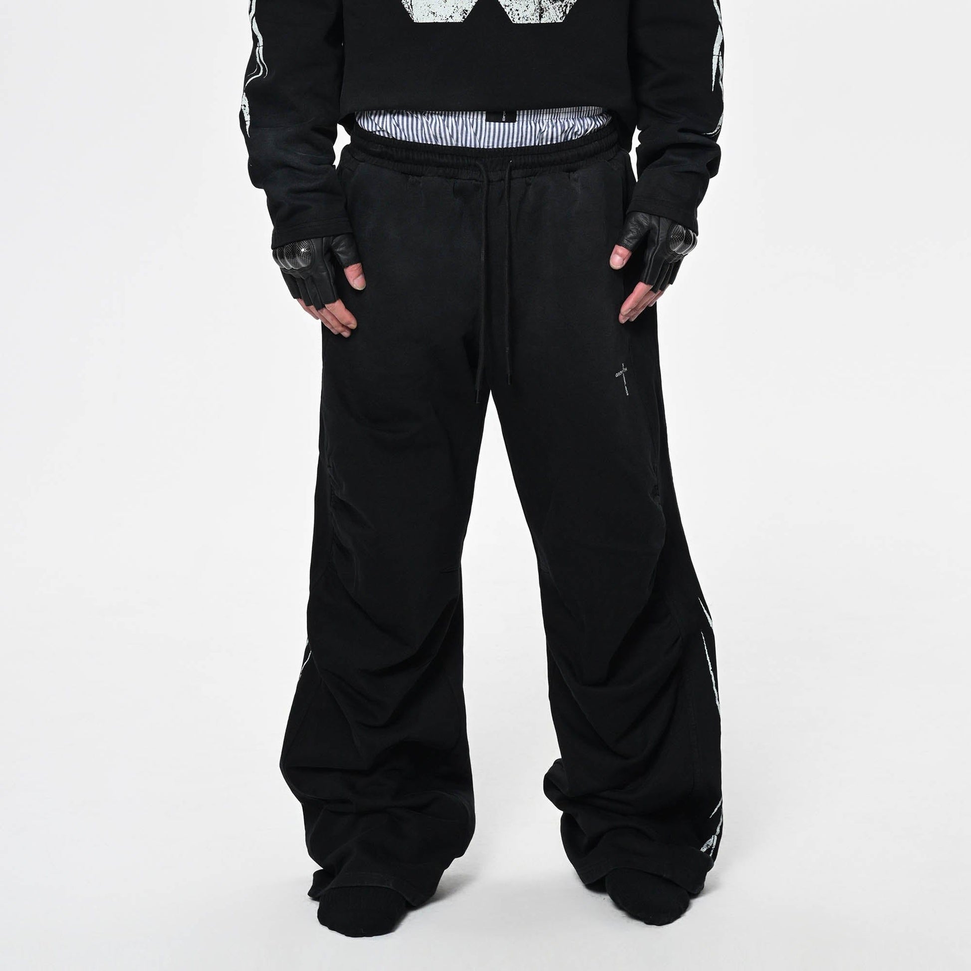 SAVAGEGROWTHWORLD Distressed Pleated Drawstring Baggy Pants-Pants-S-Black-Free Shipping Leatheretro
