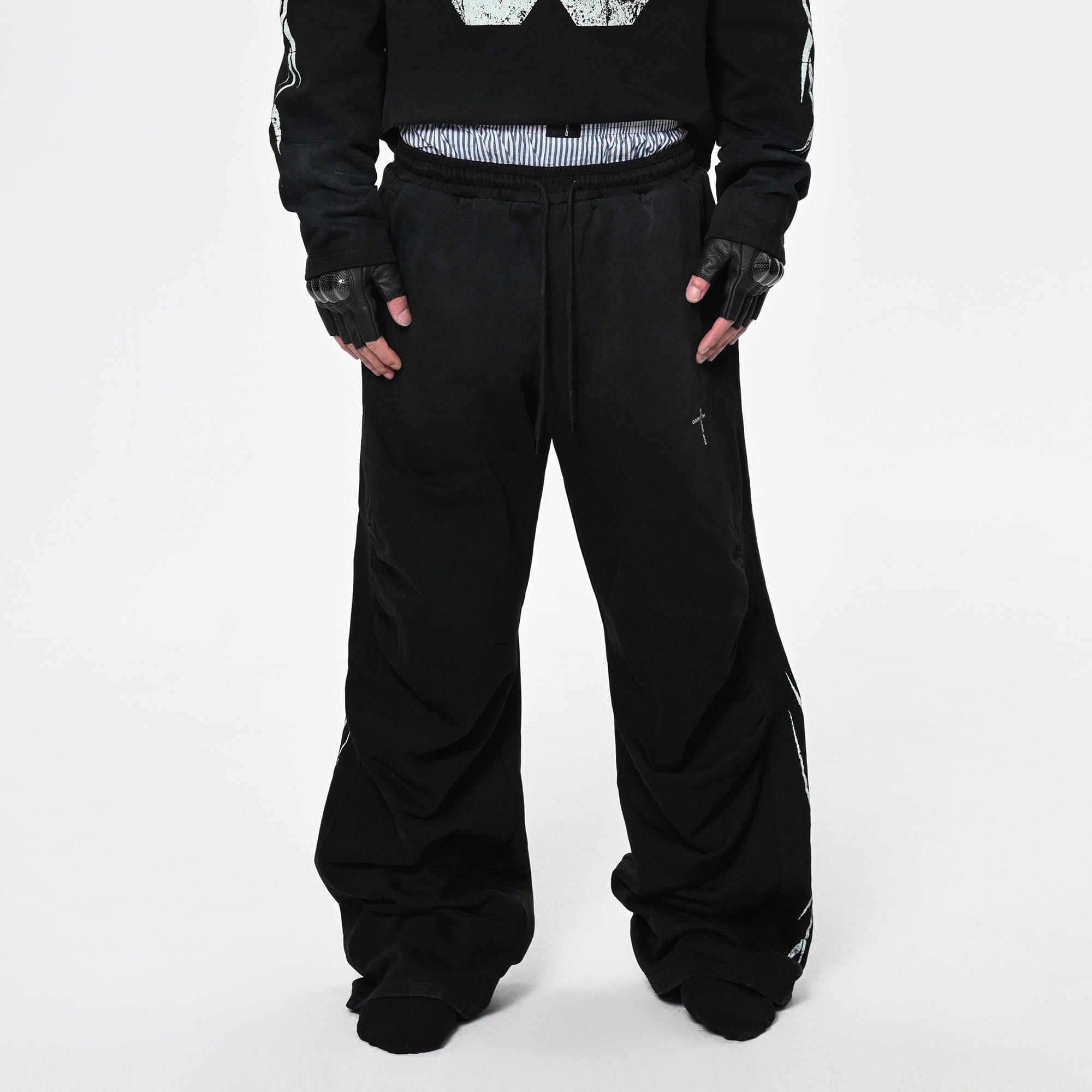 SAVAGEGROWTHWORLD Distressed Pleated Drawstring Baggy Pants-Pants-S-Black-Free Shipping Leatheretro
