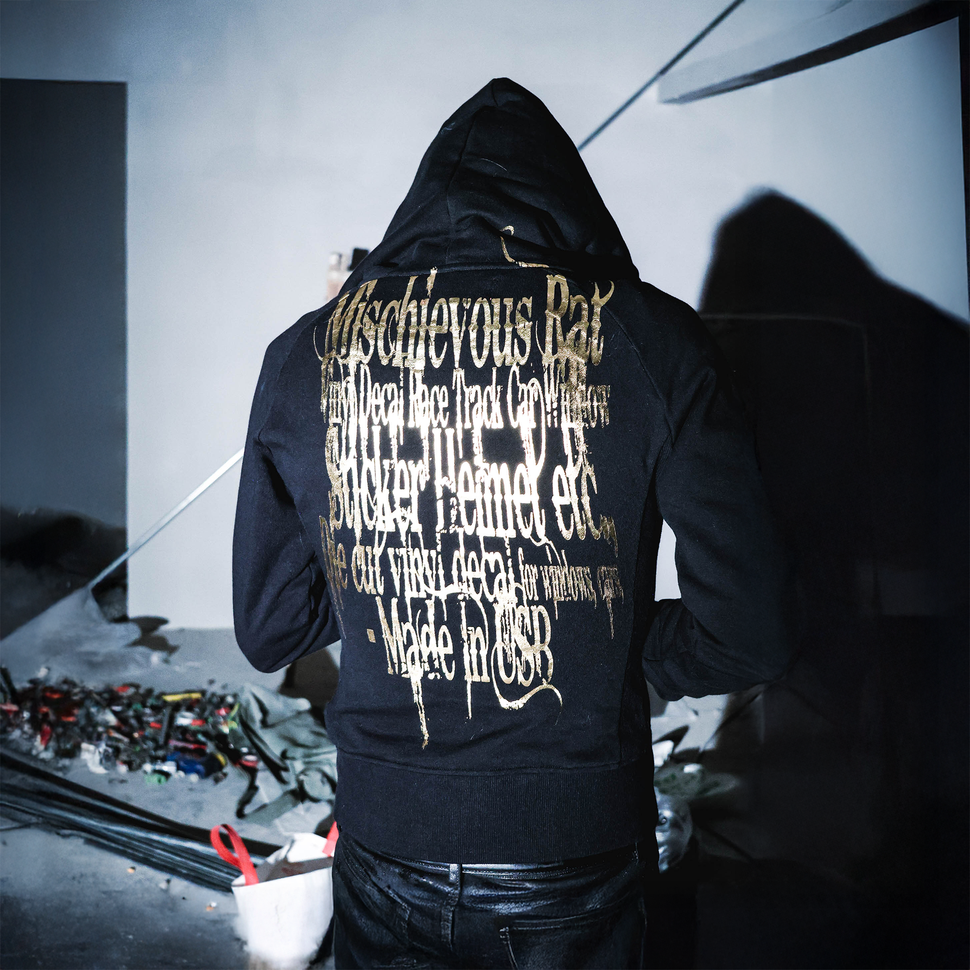 PCCVISION Foil Graphic Slim Zip-Up Hoodie-Jacket-S-Free Shipping Leatheretro